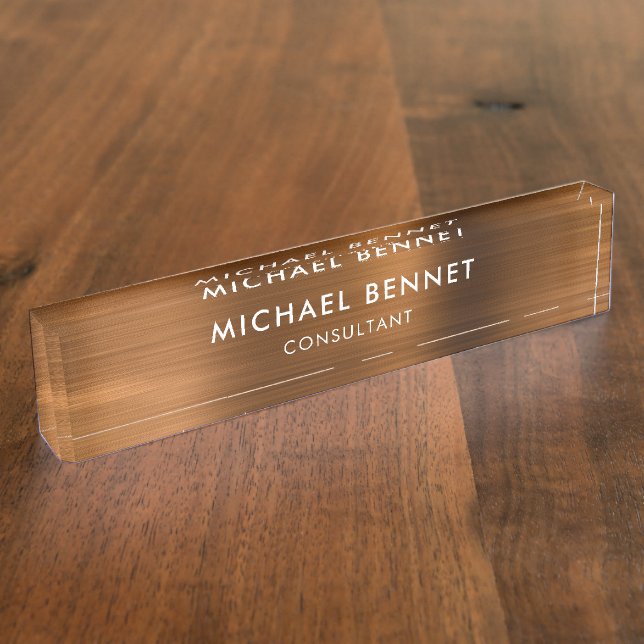 Copper Brown Metallic Professional Business Nameplate (Side)