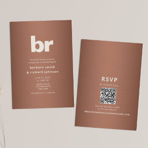 Copper Brown Minimalist QR Wedding Invitation