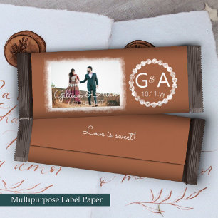 Copper Brown Monogram Wedding Candy Bar Wrapper