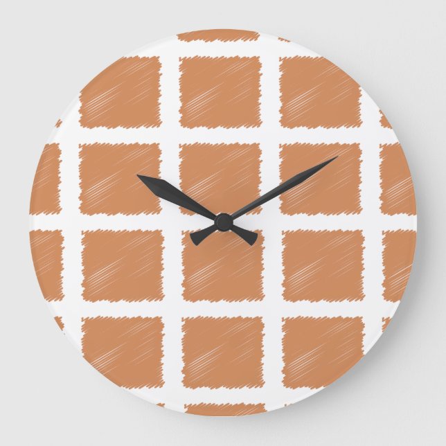 Copper Brown Sketch Throw Pillow Large Clock (Front)