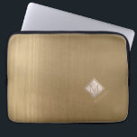 Copper Brushed Metal Ivory Diamond Monogrammed Laptop Sleeve<br><div class="desc">Modern exclusive looking laptop sleeve on a golden beige tan sleek metallic like texture background with geometric diamond shaped monogram. Personalise it with your name and monogram!</div>