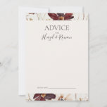 Copper Burgundy Wildflower | Beige Advice Card<br><div class="desc">This copper burgundy wildflower | beige advice card is perfect for your classic rustic boho rust, white, marsala wedding. Design features a bohemian wreath or bouquet of modern watercolor purple, red, grey, and blush pink wildflowers along with burnt orange and gold greenery. Featured in the design are poppies and barley....</div>