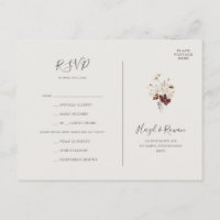 Copper Burgundy Wildflower Beige Menu Choice RSVP