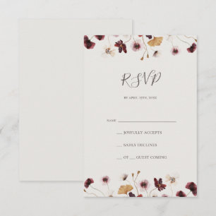 Copper Burgundy Wildflower Beige RSVP Card