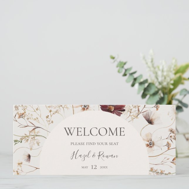 Copper Burgundy Wildflower | Beige Seating Header (Standing Front)