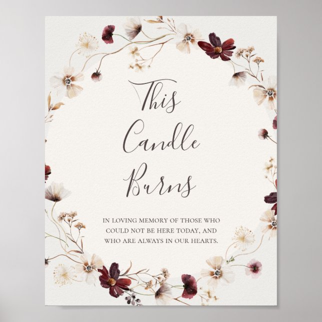 Copper Burgundy Wildflower Beige This Candle Burns Poster (Front)