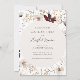 Copper Burgundy Wildflower Couples Shower Invitation