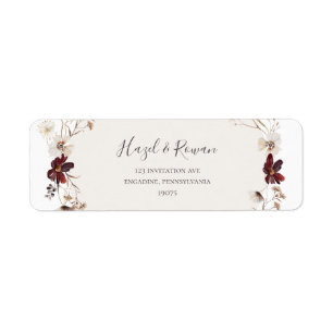 Copper Burgundy Wildflower Return Address Label