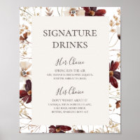 Copper Burgundy Wildflower | Signature Drinks Sign