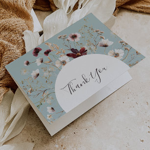 Copper Burgundy Wildflower   Teal Thank You Card