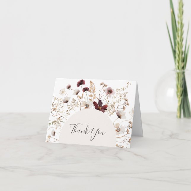 Copper Burgundy Wildflower Thank You Card (Front)