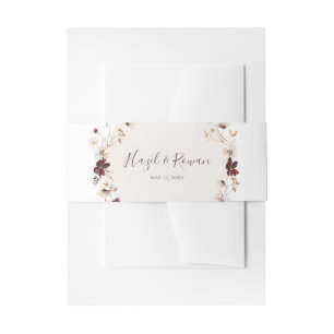 Copper Burgundy Wildflower Wedding Invitation Belly Band