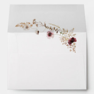 Copper Burgundy Wildflower   Wedding Invitation Envelope