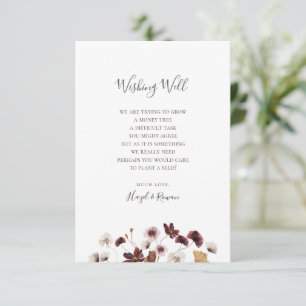 Copper Burgundy Wildflower   Wedding Wishing Well Enclosure Card