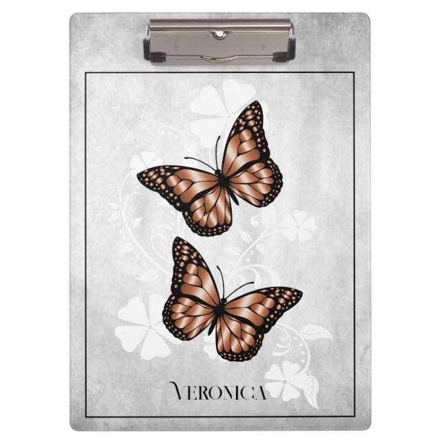 Copper Butterfly Floral Clipboard (Front)