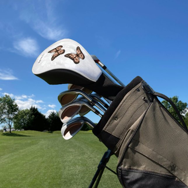 Copper Butterfly Floral Golf Head Cover (Copper Butterfly Floral Personalized Golf Head Cover)