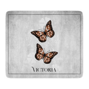 Copper Butterfly Floral Personalised Cutting Board