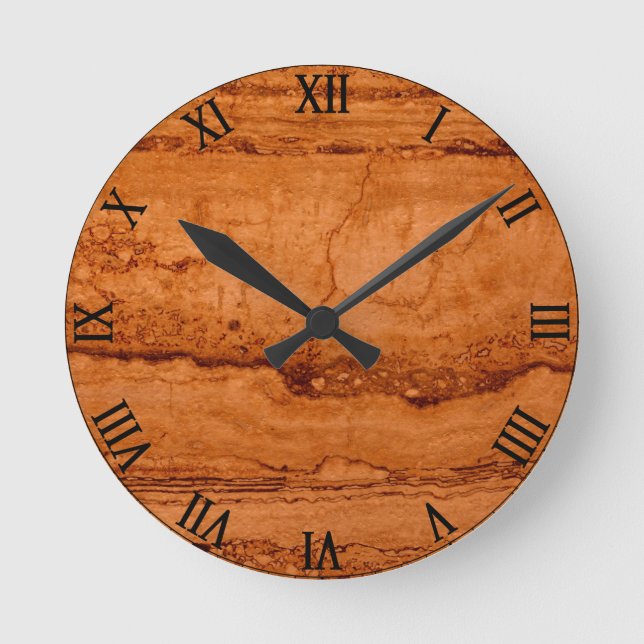 Copper Canyon Granite, amber gold Sedona mountains Round Clock (Front)