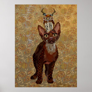 COPPER CAT & ANTLER OWL POSTER