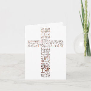Copper Christian Cross John 14  Sympathy Thank You Card