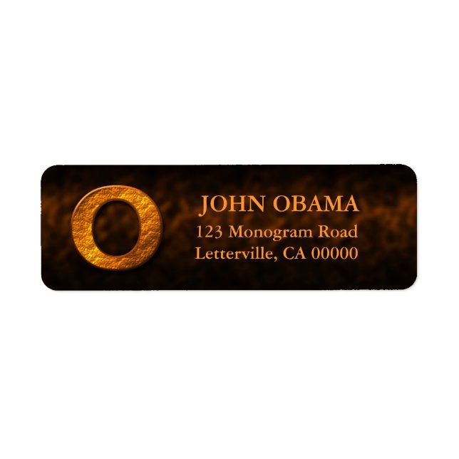 Copper Colour Monogram L Return Address Labels (Front)