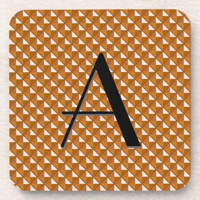 copper coloured, metallic look, studded grid coaster (Front)