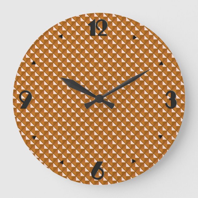 copper coloured, metallic look, studded grid large clock (Front)