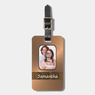 Copper coloured photo template luggage tag