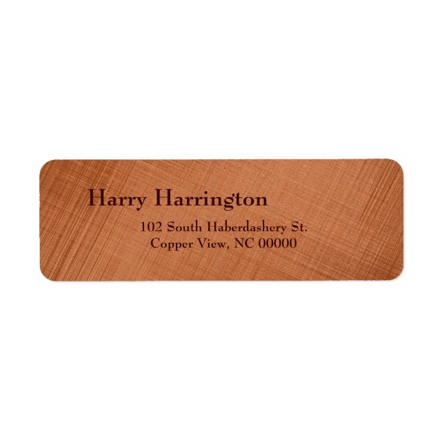 Copper Coloured Return Address Label (Front)