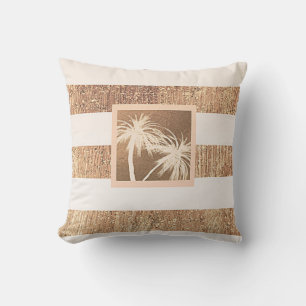 Copper & Cream Tropical Palm Trees Modern Chic Cushion