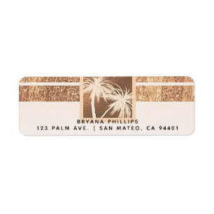 Copper & Cream Tropical Palm Trees Modern Wedding Return Address Label
