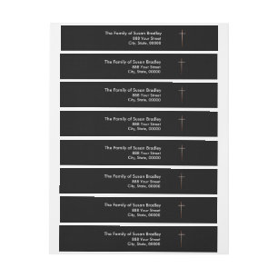 Copper Cross Christian Funeral Wraparound Label