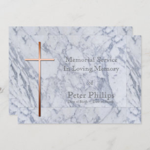 Copper Cross Marble 2 Funeral Announcement