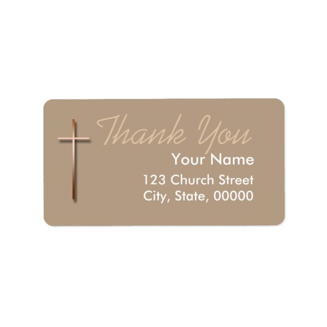 Copper Cross Thank You Label Choose Colour 2 (Front)