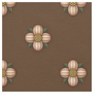 Copper Cruciferous Flowers on Brown Fabric