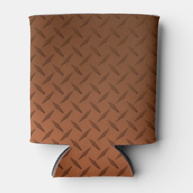 Copper Diamondplate Pattern Look Can Cooler (Front)