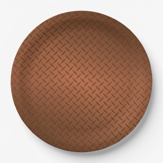 Copper Diamondplate Pattern Look Paper Plate (Front)