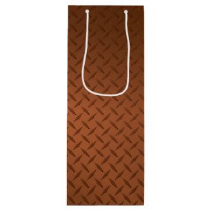 Copper Diamondplate Pattern Look Wine Gift Bag