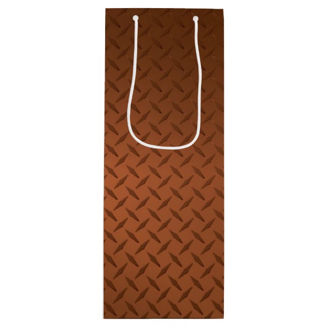 Copper Diamondplate Pattern Look Wine Gift Bag (Front)