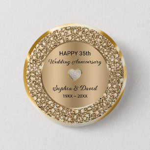 Copper Diamonds Wedding Anniversary  6 Cm Round Badge