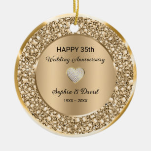 Copper Diamonds Wedding Anniversary  Ceramic Ornament