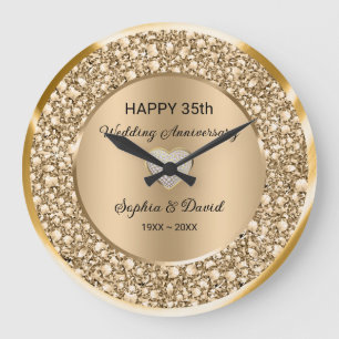Copper Diamonds Wedding Anniversary  Large Clock