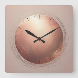 copper disc square wall clock