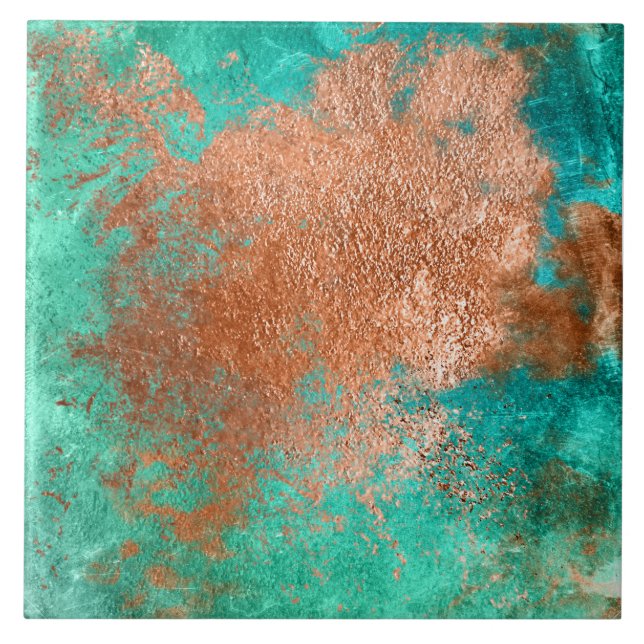 Copper Distressed Patina  Ceramic Tile (Front)