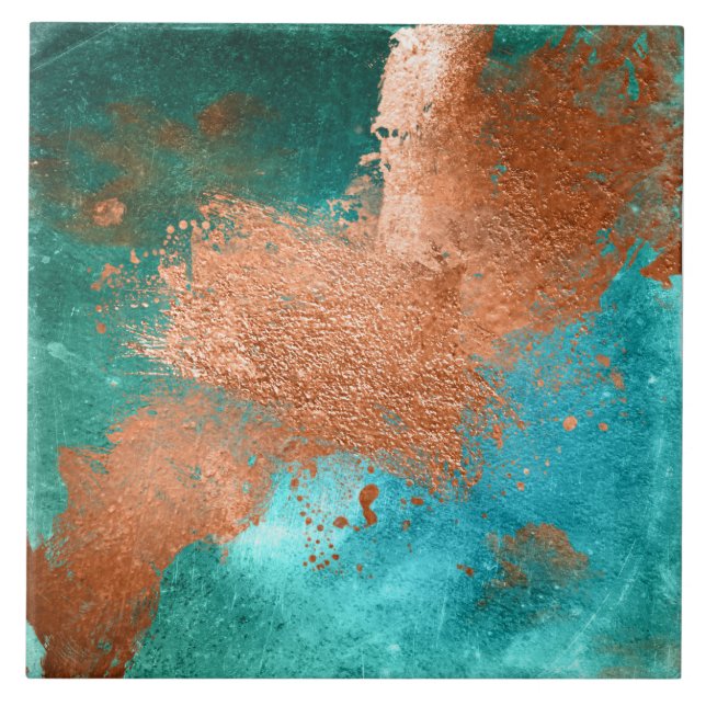 Copper Distressed Patina  Ceramic Tile (Front)