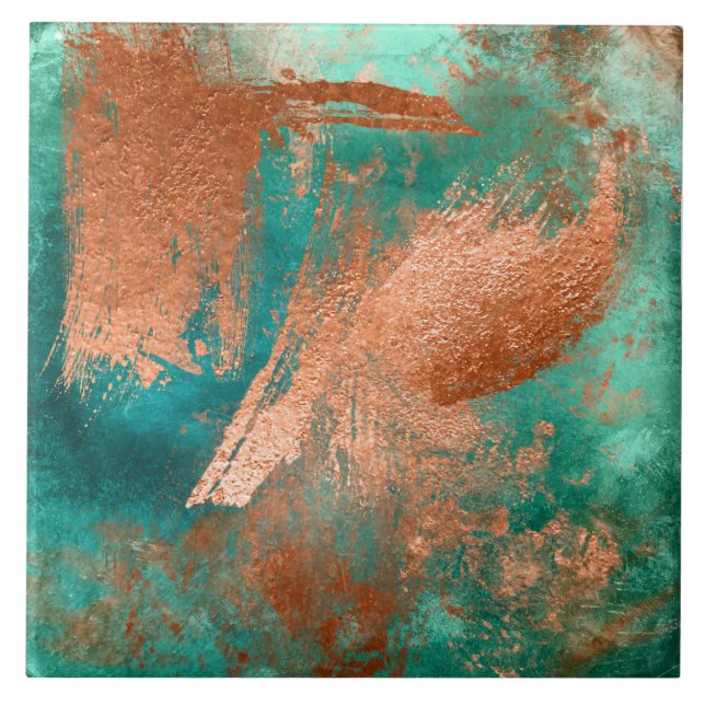 Copper Distressed Patina  Ceramic Tile (Front)
