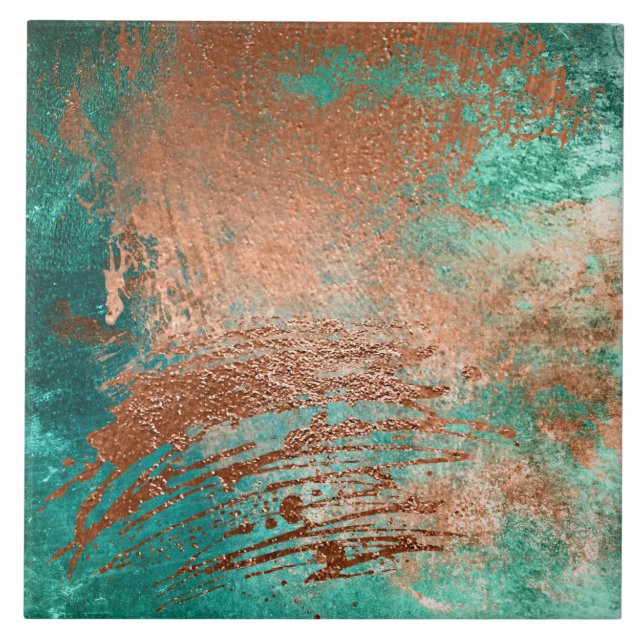 Copper Distressed Patina  Ceramic Tile (Front)
