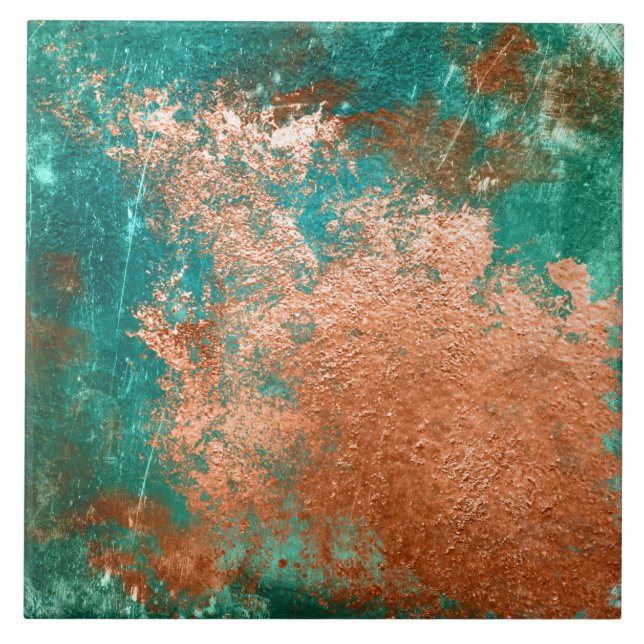 Copper Distressed Patina  Ceramic Tile (Front)