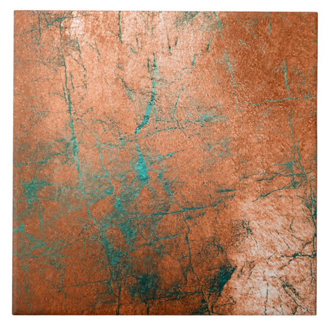 Copper Distressed Patina  Ceramic Tile (Front)