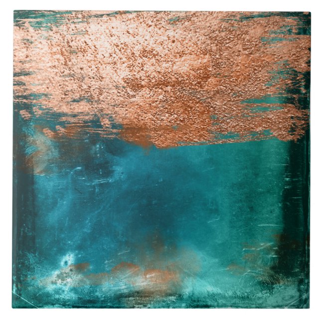 Copper Distressed Patina  Ceramic Tile (Front)